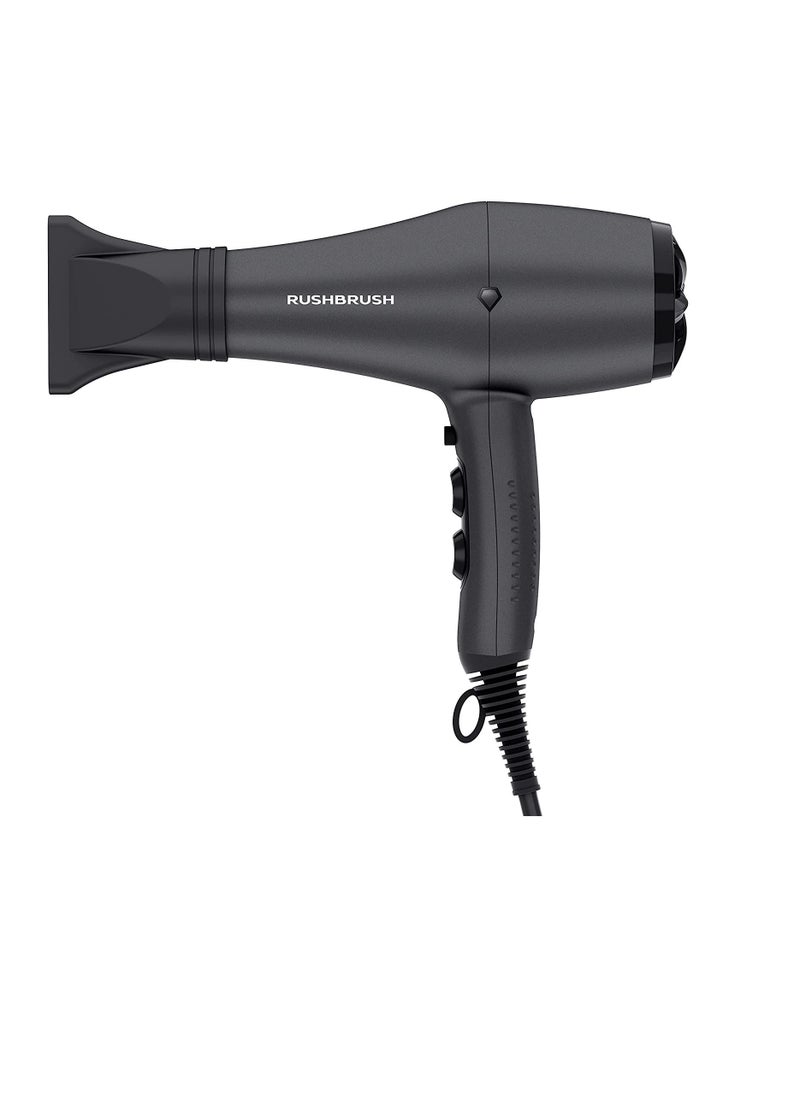 Rush Brush - D3K Dryer Black 3000W AC Motor Pro Hair Dryer with Ionic & Cool Shot Technology, Includes Diffuser and Concentrator - Image 1
