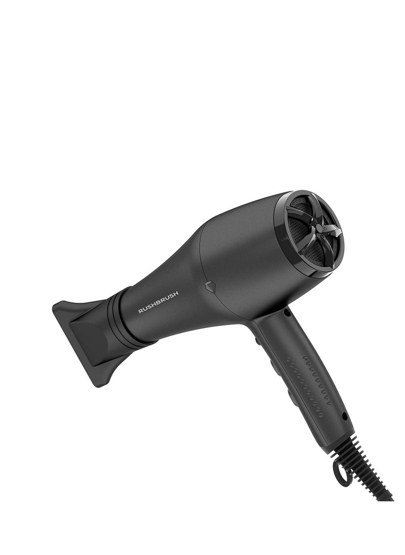 Rush Brush - D3K Dryer Black 3000W AC Motor Pro Hair Dryer with Ionic & Cool Shot Technology, Includes Diffuser and Concentrator - Image 1