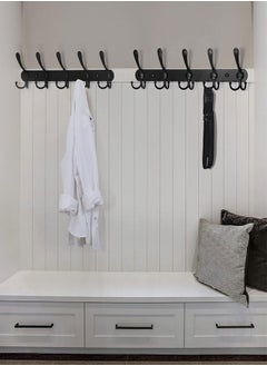 BOUND MOAT 2 Packs Coat Rack Wall Mounted with 5 Tri Hooks Heavy Duty Stainless Steel Wall Hanger Metal Coat Hook Rail for Coat Hat Towel Purse Robes Mudroom Bathroom Entryway Black  - Image 3