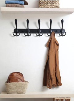 BOUND MOAT 2 Packs Coat Rack Wall Mounted with 5 Tri Hooks Heavy Duty Stainless Steel Wall Hanger Metal Coat Hook Rail for Coat Hat Towel Purse Robes Mudroom Bathroom Entryway Black  - Image 5