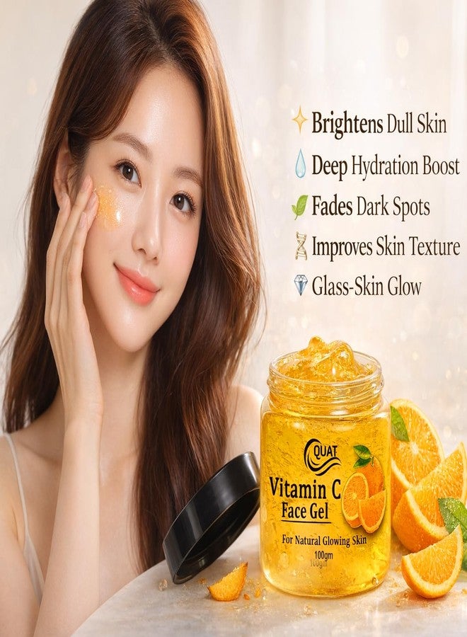 Quat Vitamin C Face Gel for Natural Glowing Skin, Brightening, Deep Hydration, Fades Dark Spots, 100gm - Image 2