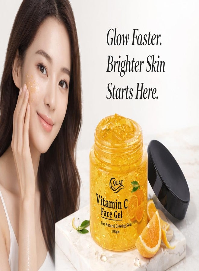 Quat Vitamin C Face Gel for Natural Glowing Skin, Brightening, Deep Hydration, Fades Dark Spots, 100gm - Image 4