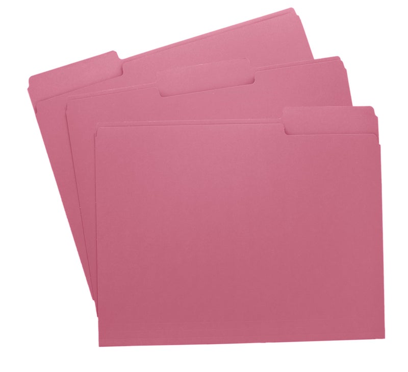 ACTIVITYYA Pink File Folders, 1/3-Cut Tabs, Letter Size, 12-Pack – Durable Office Filing Folders for Documents, Papers, and Organization - Image 1
