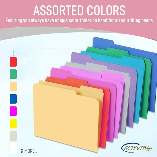 ACTIVITYYA Pink File Folders, 1/3-Cut Tabs, Letter Size, 12-Pack – Durable Office Filing Folders for Documents, Papers, and Organization - Image 3