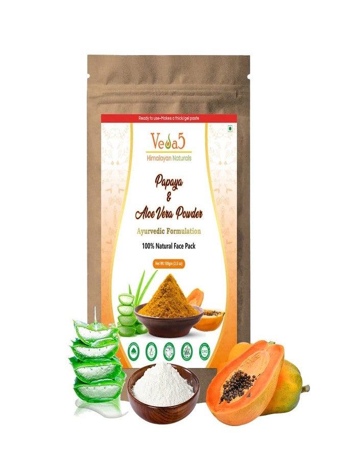 Veda5 Papaya & Aloe Vera Face Pack | Acne Reduction & Anti-Wrinkle | Promotes Radiant Glow | 100% Natural | Hydrates & Softens | 100g - Image 1