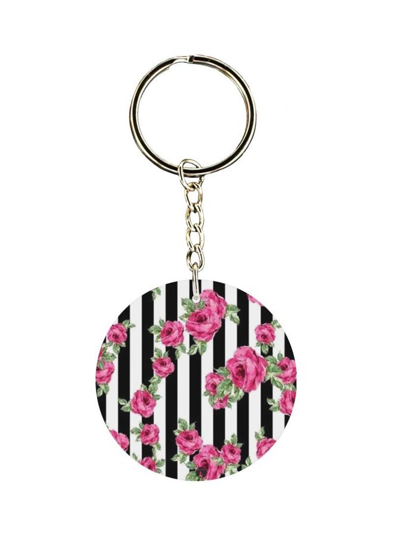 Flowers Printed Double Sided Keychain