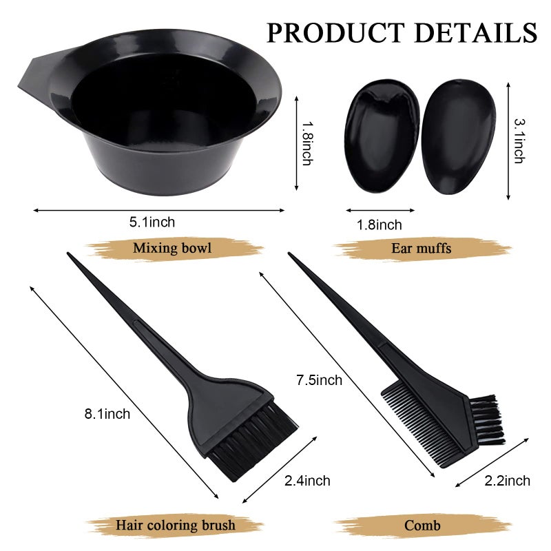 1st Choice Hair Dye Color Brush and Bowl Set, Hair Color Brush Mixing Bowl Kit Tint Comb for Hair Tint Dying Coloring Applicator(2 brushes+mix bowl+earmuffs+ 2 clips) - Image 2