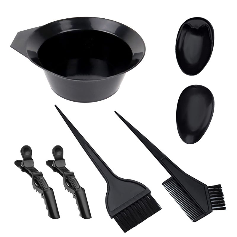 1st Choice Hair Dye Color Brush and Bowl Set, Hair Color Brush Mixing Bowl Kit Tint Comb for Hair Tint Dying Coloring Applicator(2 brushes+mix bowl+earmuffs+ 2 clips) - Image 1