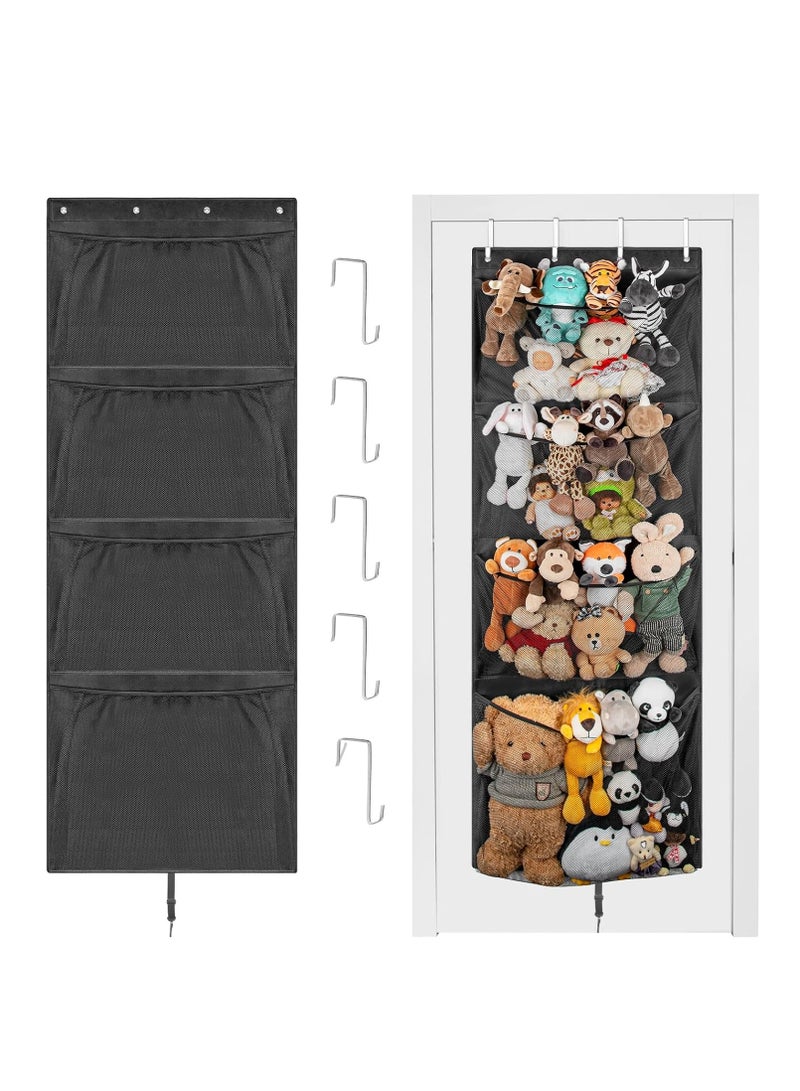 GUDOO حافظ على الألعاب المحشوة المعلقة، منظم كبير للألعاب المحشوة مع خطاف معدني، فكرة لحافظة ملحقات الأطفال لرياض الأطفال، حقيبة شبكية للدمى والدببة لغرفة الأطفال - Image 1