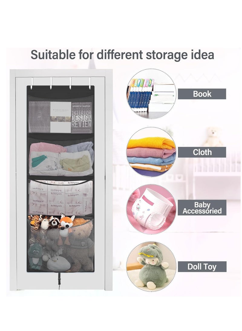 GUDOO حافظ على الألعاب المحشوة المعلقة، منظم كبير للألعاب المحشوة مع خطاف معدني، فكرة لحافظة ملحقات الأطفال لرياض الأطفال، حقيبة شبكية للدمى والدببة لغرفة الأطفال - Image 2