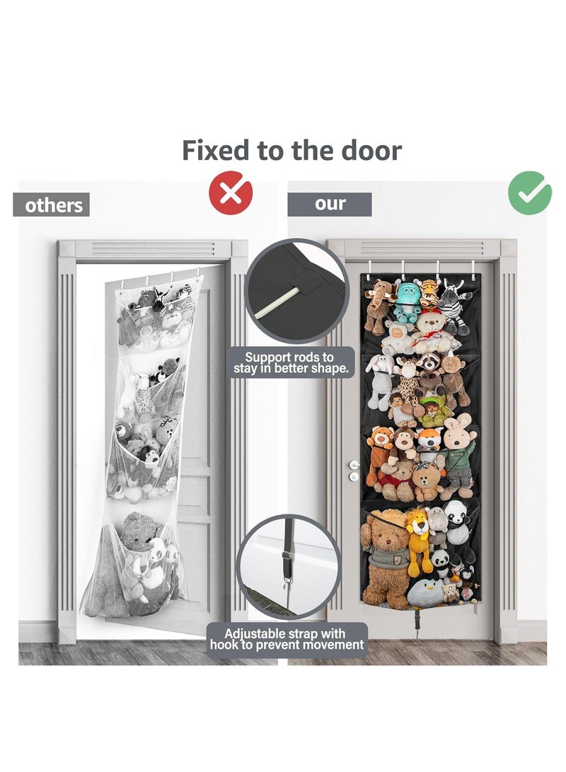GUDOO حافظ على الألعاب المحشوة المعلقة، منظم كبير للألعاب المحشوة مع خطاف معدني، فكرة لحافظة ملحقات الأطفال لرياض الأطفال، حقيبة شبكية للدمى والدببة لغرفة الأطفال - Image 4