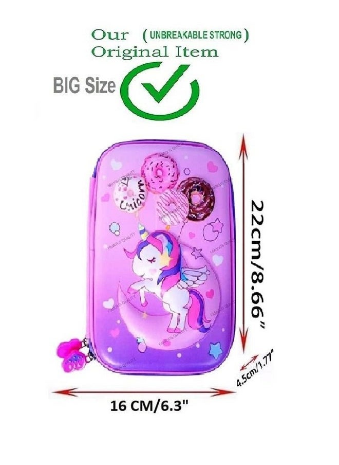 Famous Quality FAMOUS QUALITY® 3D Stylish Designed Print Large Capacity Hardtop EVA Pencil Case - Pink  - Image 3