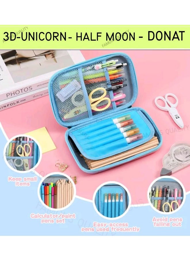Famous Quality FAMOUS QUALITY® 3D Stylish Designed Print Large Capacity Hardtop EVA Pencil Case - Pink  - Image 2