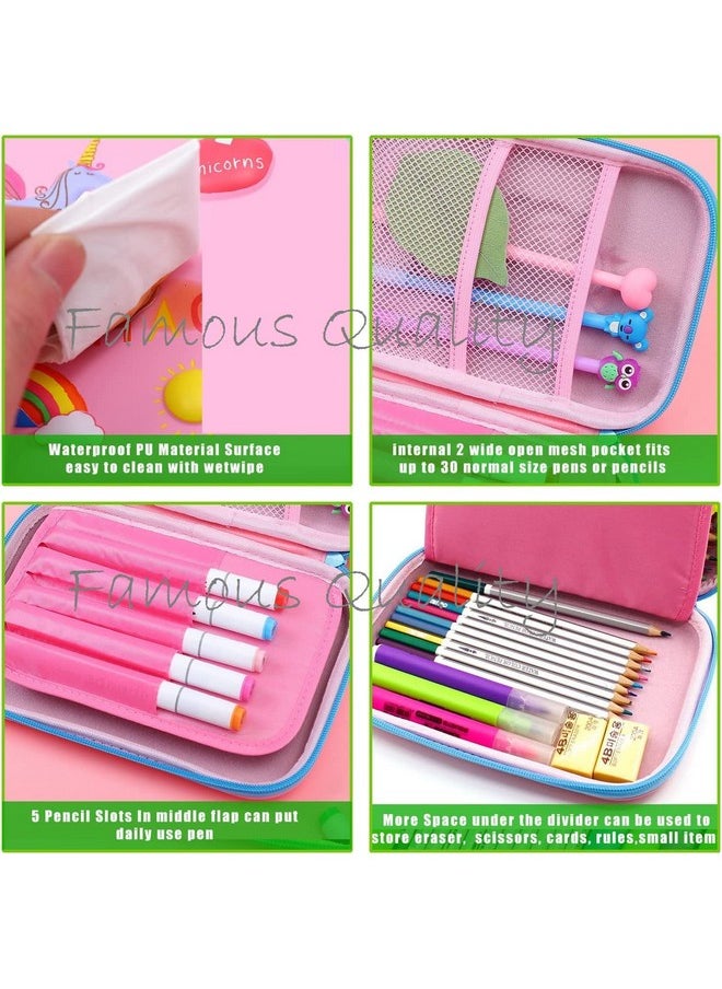 Famous Quality FAMOUS QUALITY® 3D Stylish Designed Print Large Capacity Hardtop EVA Pencil Case - Pink  - Image 5