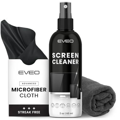 EVEO Screen Cleaner Spray and Wipe - TV screen cleaner spray and 2 Microfiber cloths, Computer Screen Cleaner, TV screen cleaner for Smart TV & Monitor, Laptop, MacBook, iPad and Electronic Devices - (2oz) - Image 1