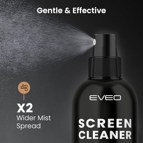 EVEO Screen Cleaner Spray and Wipe - TV screen cleaner spray and 2 Microfiber cloths, Computer Screen Cleaner, TV screen cleaner for Smart TV & Monitor, Laptop, MacBook, iPad and Electronic Devices - (2oz) - Image 3
