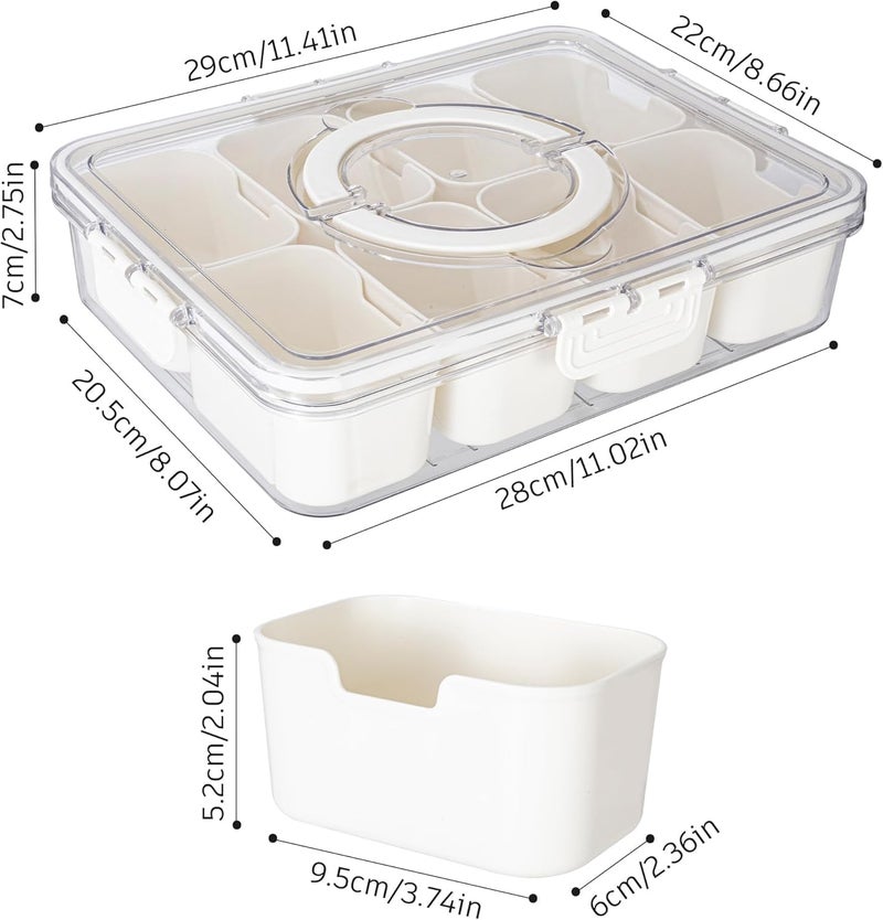 SEYROLIN Divided Serving Tray with Lid and Handle || Portable Snackle Box Charcuterie Container, Clear Snack Platter Organizer for Fruits, Candy, Nuts, Snacks - Travel & Picnics. - Image 5