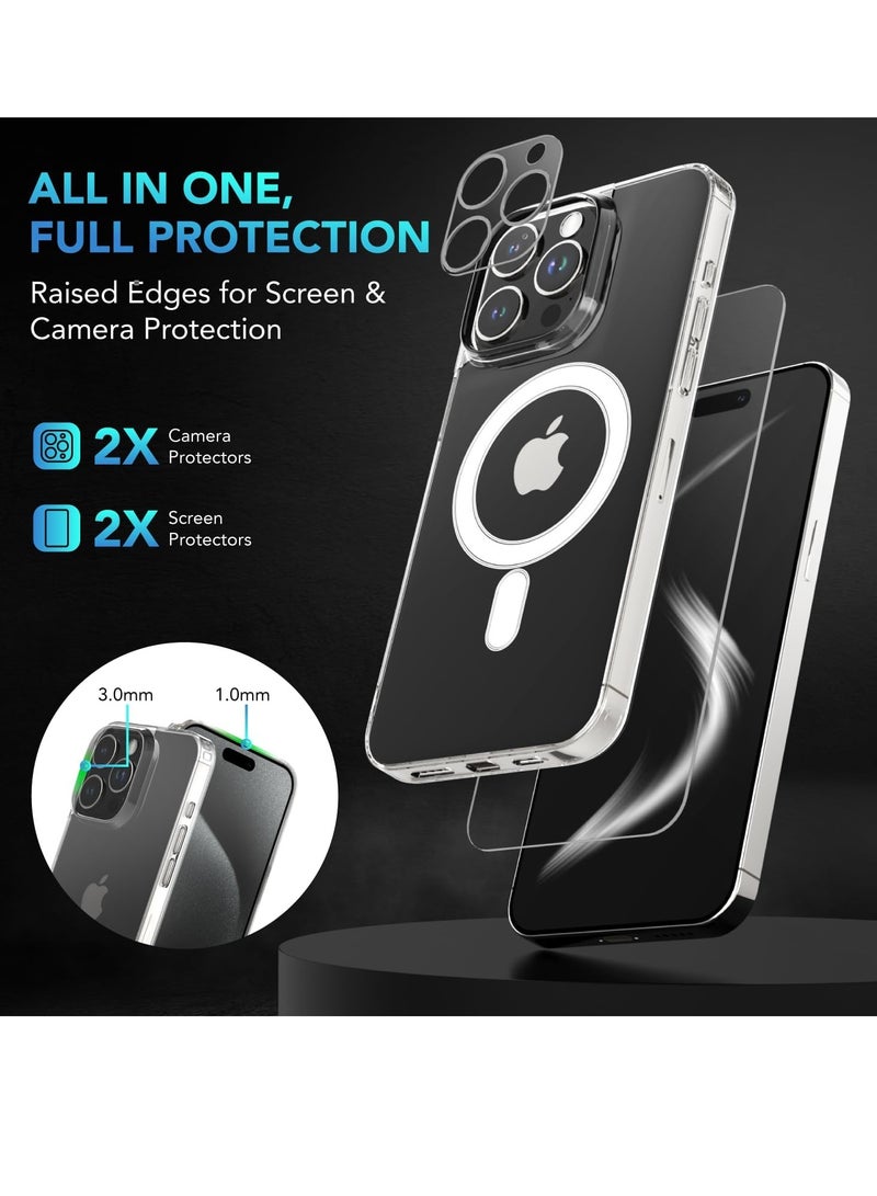 ELTRAZONE **ELTRAZONE iPhone 13 Pro Case – Clear 5-in-1, Non-Yellowing, with 2x Tempered Glass Screen Protectors & 2x Camera Lens Protectors, Shockproof Design with Air-Guard - Image 2