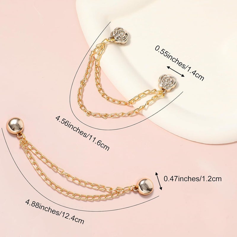 12 attached clips for clothing with attached buttons for shirt with chain to secure t-shirt, shorten, hijab hem, hats, scarves, clothing, long pants, legs, sleeves - Image 2