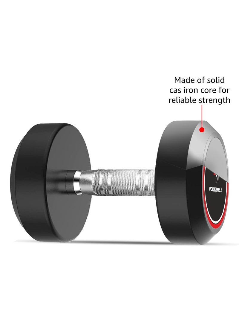 PowerMax Fitness Rubber Coated Round Professional Dumbbell for Home Gym | dumbbell for home gym workouts| gym dumbbell | dumbbell for men-women fitness | 2.5kg dumbbell x 1| Black - Image 4