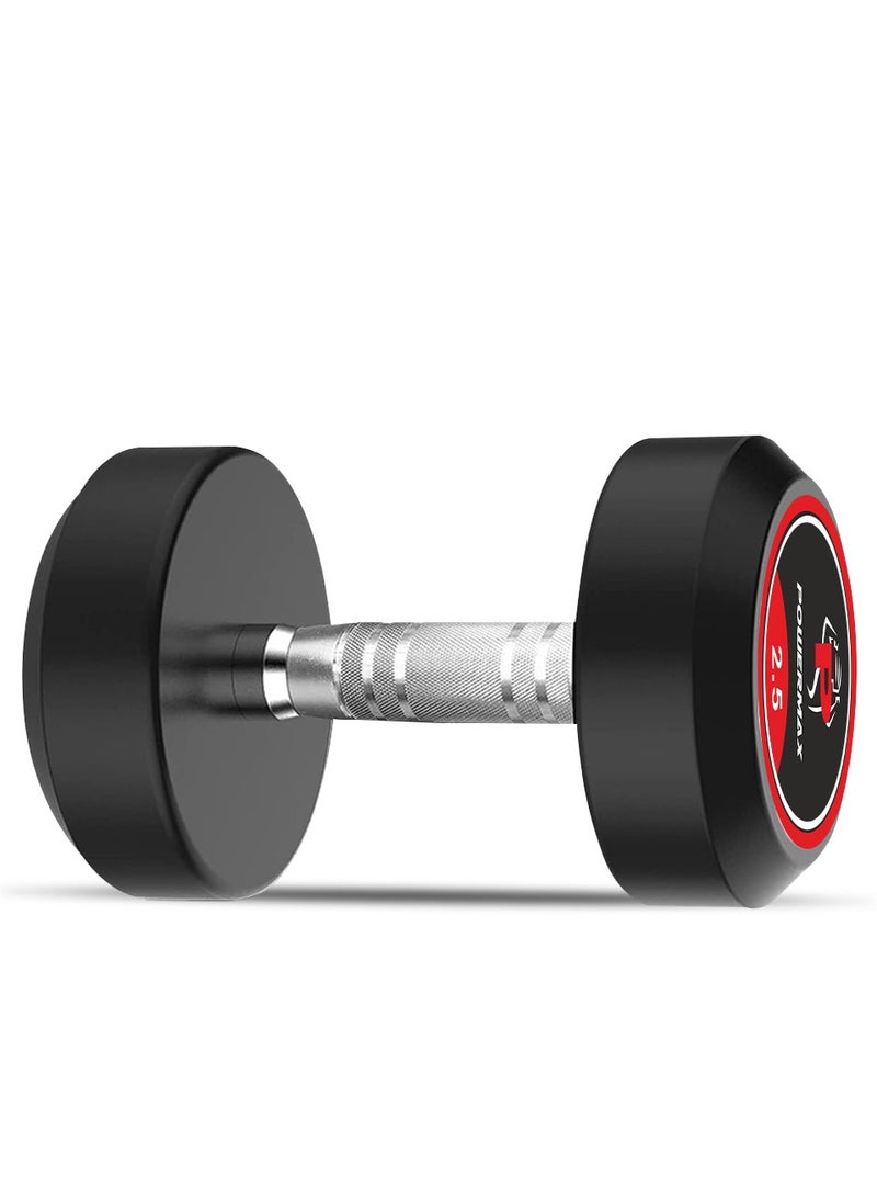 PowerMax Fitness Rubber Coated Round Professional Dumbbell for Home Gym | dumbbell for home gym workouts| gym dumbbell | dumbbell for men-women fitness | 2.5kg dumbbell x 1| Black - Image 2