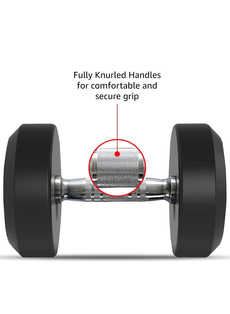 PowerMax Fitness Rubber Coated Round Professional Dumbbell for Home Gym | dumbbell for home gym workouts| gym dumbbell | dumbbell for men-women fitness | 2.5kg dumbbell x 1| Black - Image 3