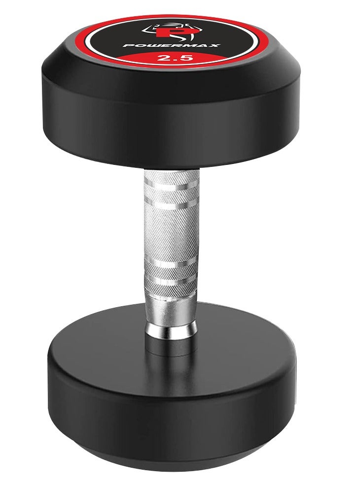 PowerMax Fitness Rubber Coated Round Professional Dumbbell for Home Gym | dumbbell for home gym workouts| gym dumbbell | dumbbell for men-women fitness | 2.5kg dumbbell x 1| Black - Image 1