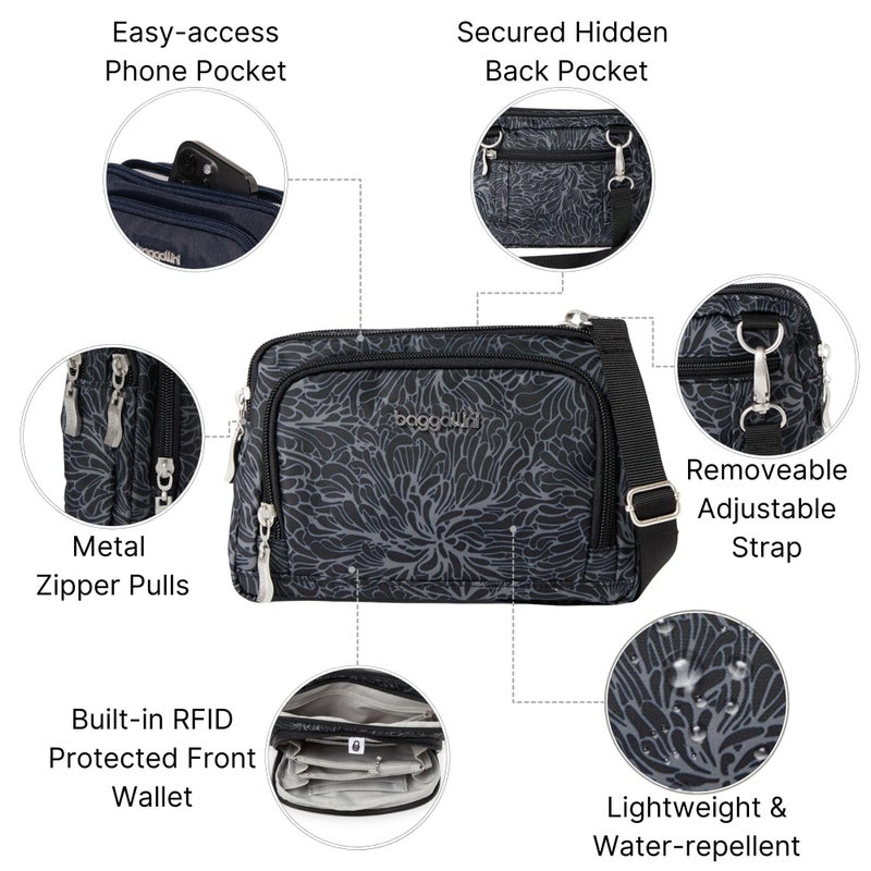 Baggallini Trifecta RFID Wallet Crossbody - 8"x6" Crossbody Bag for Women Convertible Fanny Pack Belt Bag - Image 3