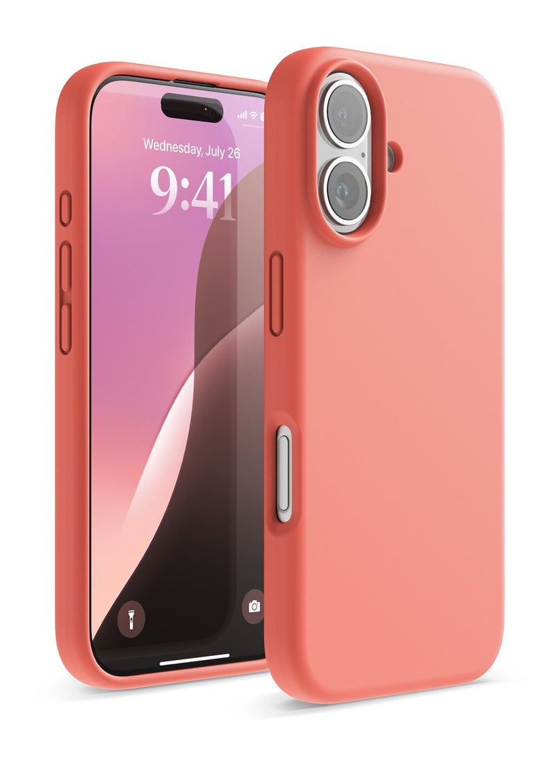 Elago Liquid Silicone for iPhone 16 Case Cover Full Body Protection, Shockproof, Slim, Anti-Scratch Soft Microfiber Lining - Pomelo Pink