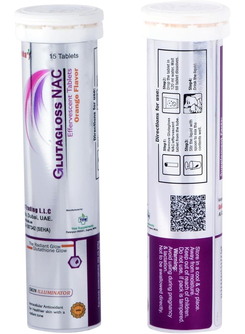Seha Glutagloss NAC Orange Flavour, 30 Effervescent Tablets – Japanese L-Glutathione, Vitamin C & NAC for Skin Brightening & Antioxidant Support - Image 4