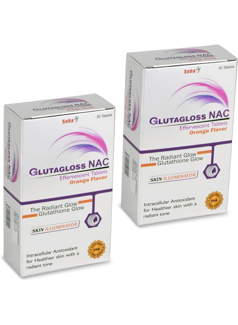 Seha Glutagloss NAC Orange Flavour, 30 Effervescent Tablets – Japanese L-Glutathione, Vitamin C & NAC for Skin Brightening & Antioxidant Support - Image 2