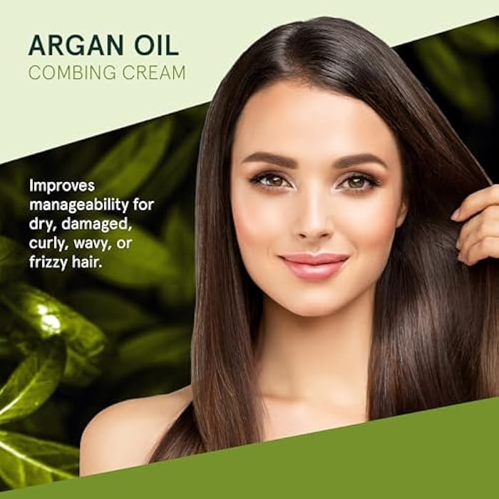 INOAR Argan Oil Combing Cream Creme de Pentear with Jojoba & Cocoa Butter for Deep Hydration & Smoothing, 17.6 Fl Oz - Image 2
