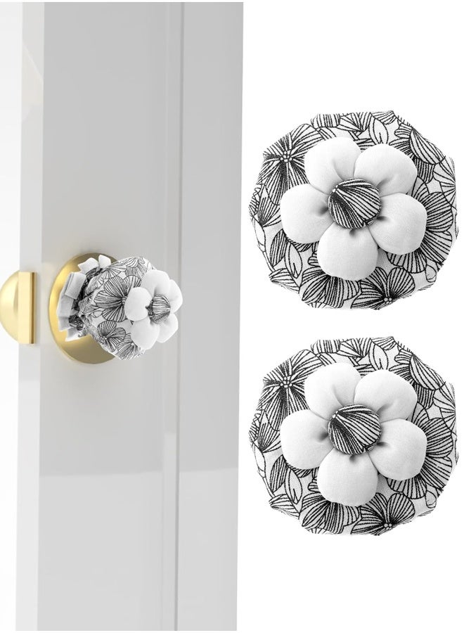 2PCS Floral Cotton Door Knob Covers Reusable Handle Protector Decor - Image 1
