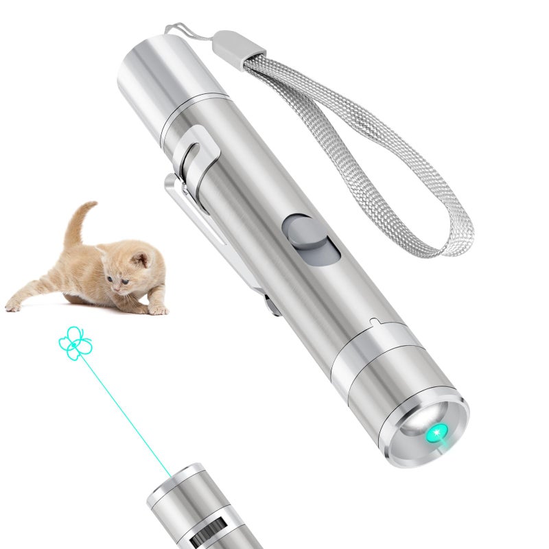 TBTeek Cat Toy, 2in1 Light and Retractable Pole with Feather, Rechargeable, Long Range 5 Modes, Interactive Toy for Indoor Cat Kitten Dog - Image 1