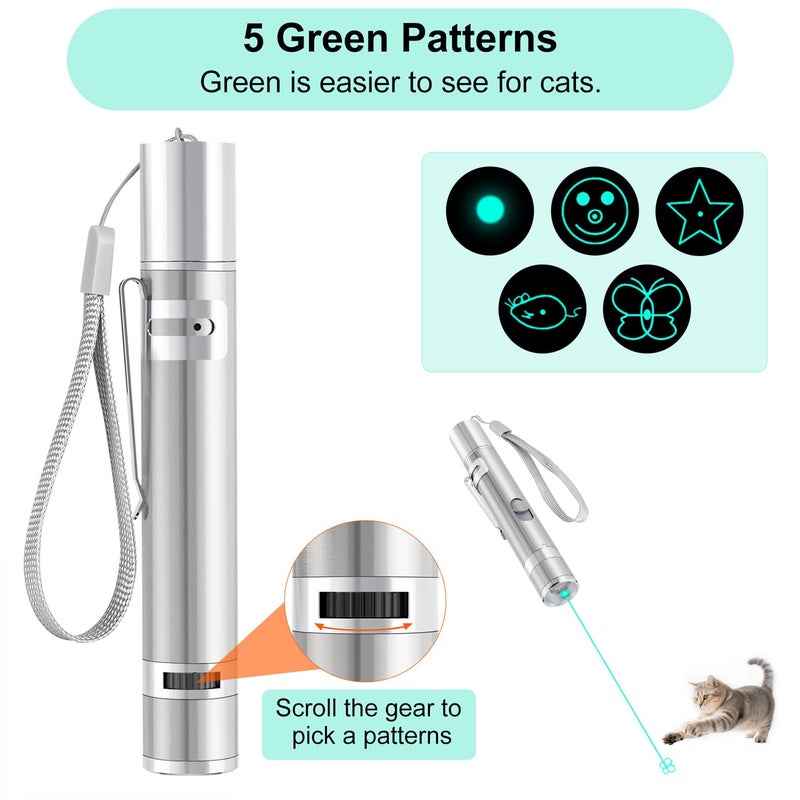 TBTeek Cat Toy, 2in1 Light and Retractable Pole with Feather, Rechargeable, Long Range 5 Modes, Interactive Toy for Indoor Cat Kitten Dog - Image 4