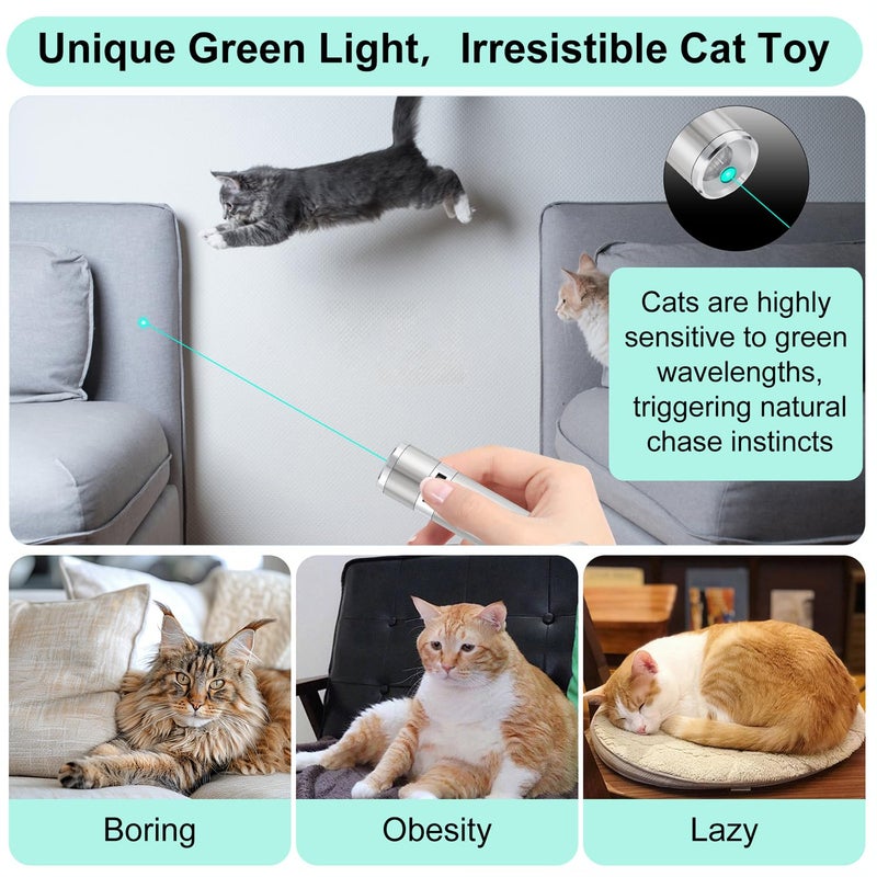 TBTeek Cat Toy, 2in1 Light and Retractable Pole with Feather, Rechargeable, Long Range 5 Modes, Interactive Toy for Indoor Cat Kitten Dog - Image 2