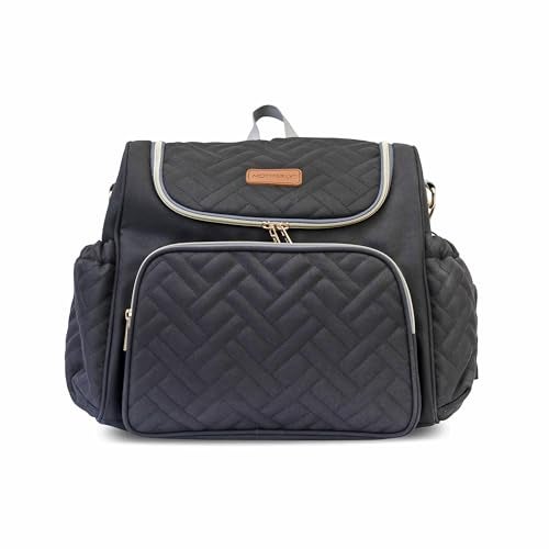 Motherly 2 Compartments Diaper Quilted Diaper Bag for Mothers for Travel with Changing Mat - Spacious Baby Bag with Multi-Pocket Design | Maternity Bags for Mother and Baby (Black), 14 Litres - Image 1