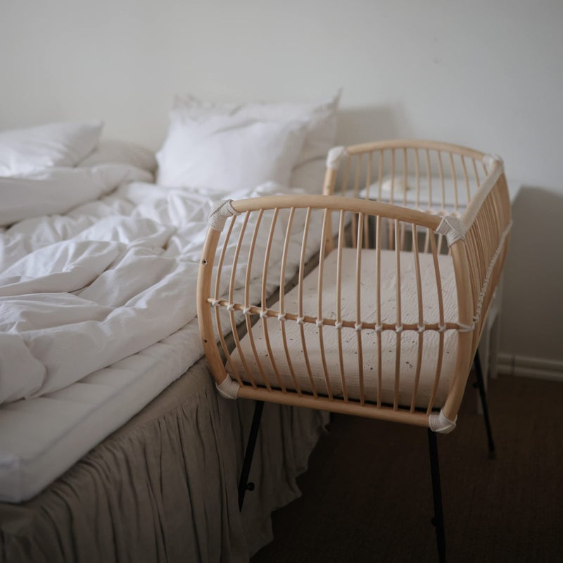 mushie Extra Soft Muslin Fitted Crib Sheet | 192 Thread Count | 28"x 52" (Falling Stars) - Image 4