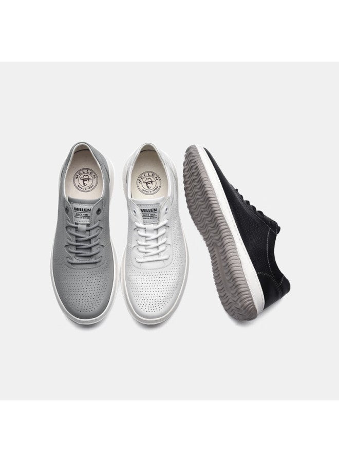 Mellen White Sneakers Breathable Leather Shoes Thin Casual Skateboard Shoes Men's Sports Casual Shoes Myb87333 White 39 - Image 4