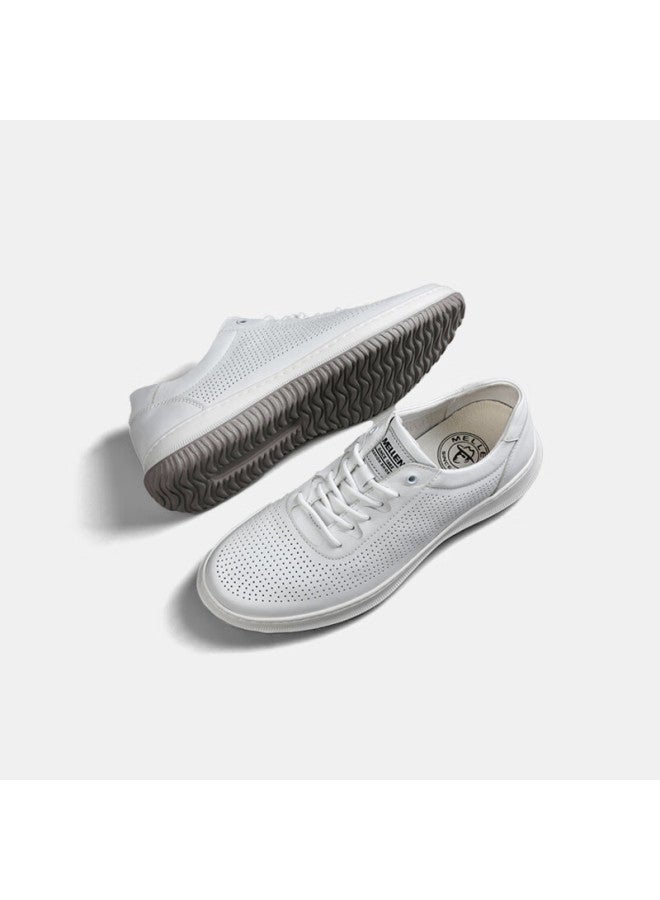 Mellen White Sneakers Breathable Leather Shoes Thin Casual Skateboard Shoes Men's Sports Casual Shoes Myb87333 White 39 - Image 2