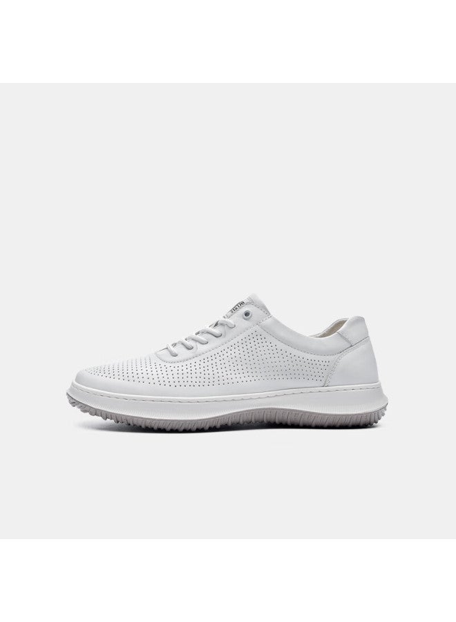 Mellen White Sneakers Breathable Leather Shoes Thin Casual Skateboard Shoes Men's Sports Casual Shoes Myb87333 White 39 - Image 1