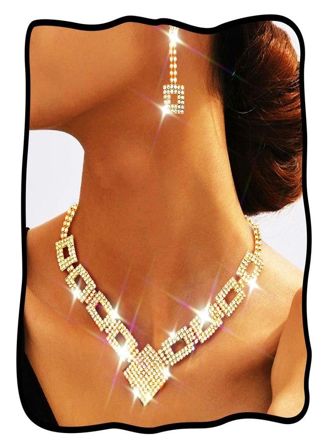 TWINKLEDE Gold Jewelry Set Elegant Earrings and Necklaces for Women - Image 1