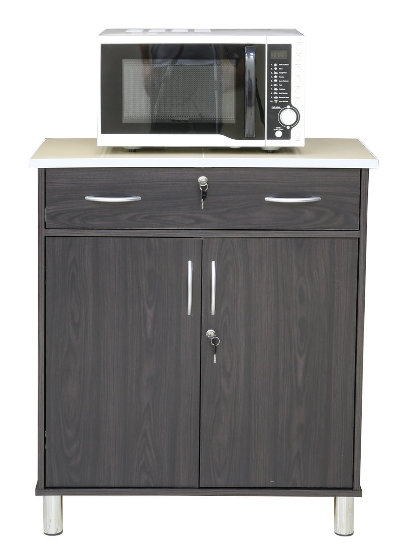 AFT Arfan Stylish 2-Door Kitchen Cabinet with Elegant (Ceramic top) Tile Top and Drawer  – Perfect for Storage & Display, Durable (Ceramic Top) Tile Top – Ideal for Home Organization, Space-Saving Design, Enhance Your Kitchen Décor. Versatile 2-Door Kitchen Cabinet with Sturdy Tile Top and drawer Stylish Storage Solution. (Dark brown)  - Image 3
