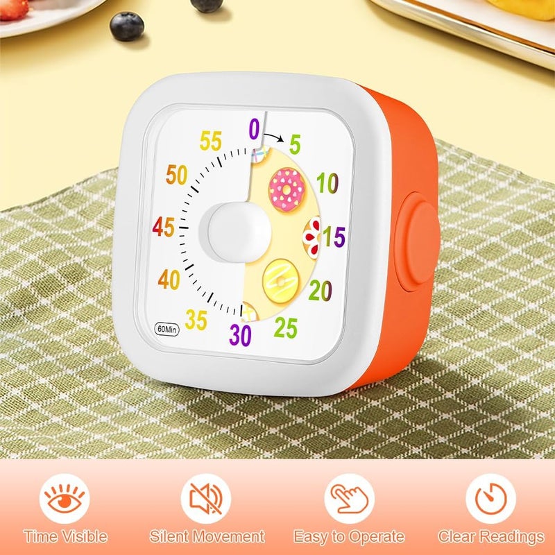 hotut 60 Minute Visual Timer for Kids,Visual Countdown Timer Clock Kids,Kids Desk Management Tools with Donut Pattern and Non-Ticking for Classroom,Home,Kitchen,Office - Image 5