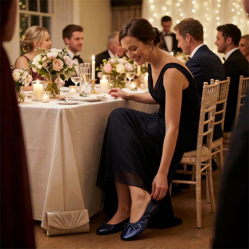 Rolly Flats Women's Foldable Ballet Flats â€“ Portable Flat Shoes for Travel and Wedding that Fit in Your Purse (M, Navy Blue) - Image 3