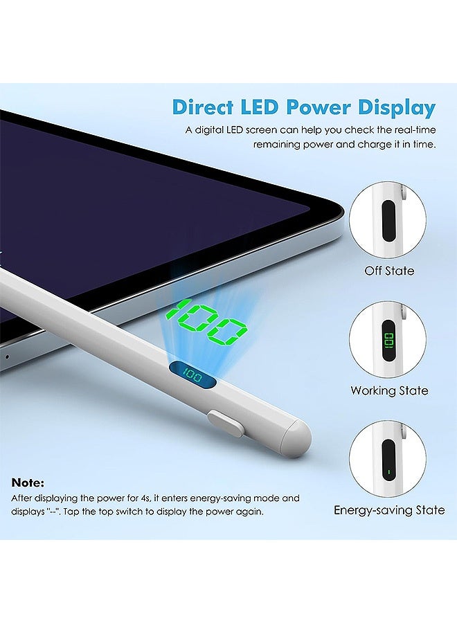 Blue zoo Stylus Pen for Touch Screen, LED Power Display Fast Charge Pen with 3 Replaceable Pen Tip, Universal Stylus Pen Compatible with iPad/iPhone/Samsung and Other iOS/Android Smartphone and Tablet Devices (White) - Image 3