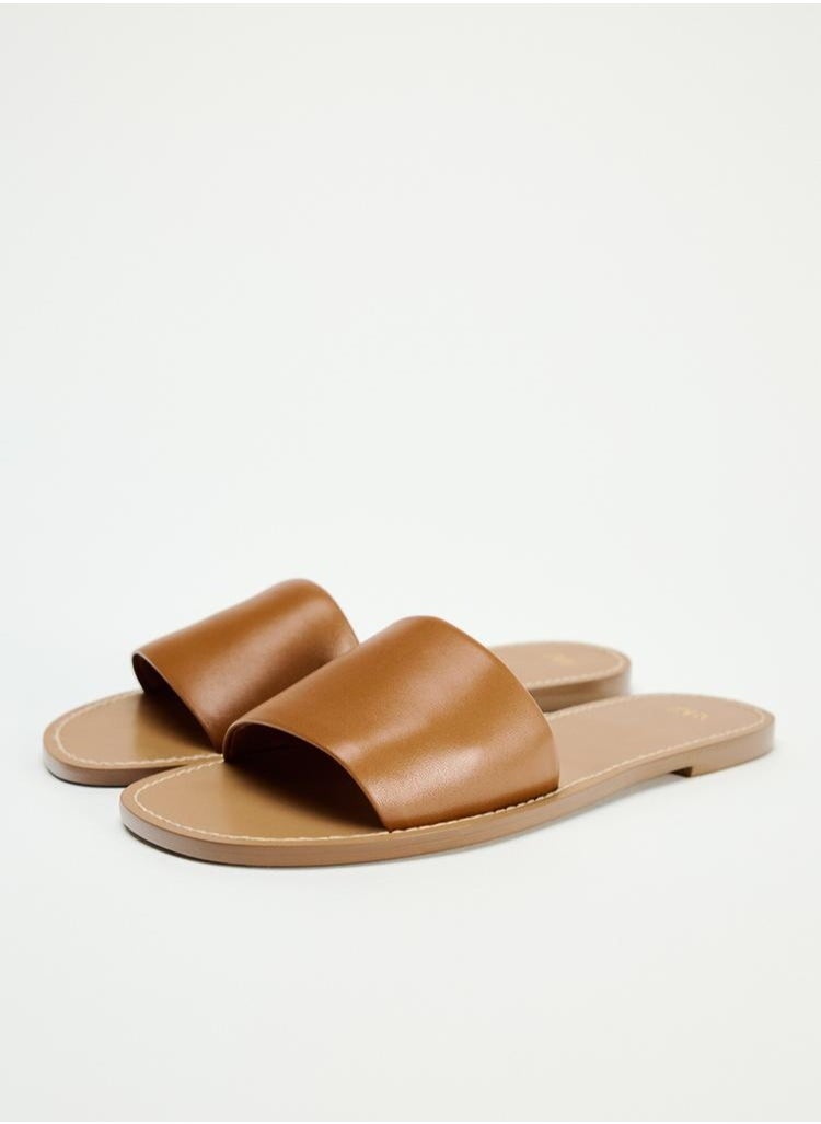 Zara Flat leather slider sandals  - Image 2