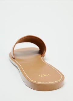 Zara Flat leather slider sandals  - Image 4