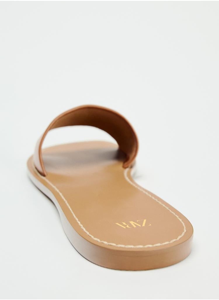 Zara Flat leather slider sandals  - Image 4