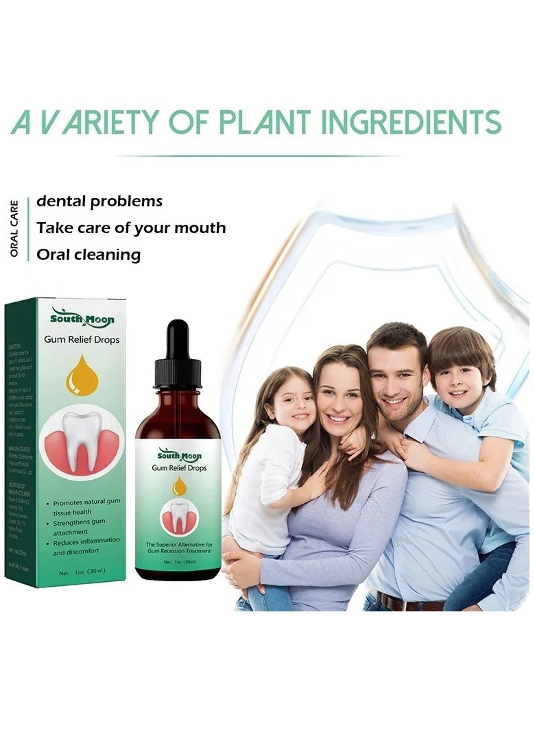 SOUTH MOON - Gum Regrowth Drops, Natural Gum Restore Liquid Drops Mouthwash,  Gentle And Safe Pain Relief Gum Treatment Gum Gel, Gum Repair Regrowth Treatment For Receding Gums, Fresh Breath - Image 1